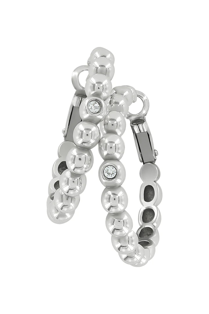 Twinkle Granulation Medium Hoop Earrings - Silver