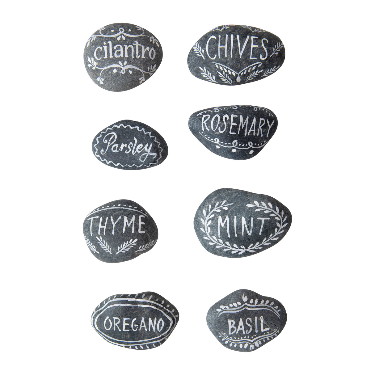 Hand-Painted Stone Herb Markers