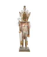 16" Hollywood Plat./Gold Glitter King Nutcracker