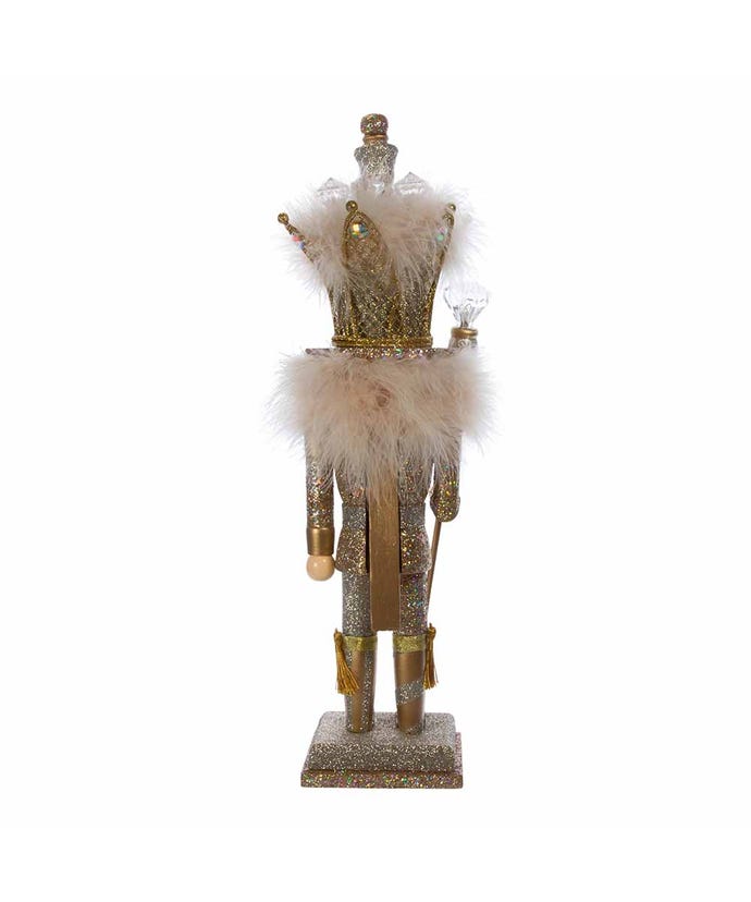 16" Hollywood Plat./Gold Glitter King Nutcracker