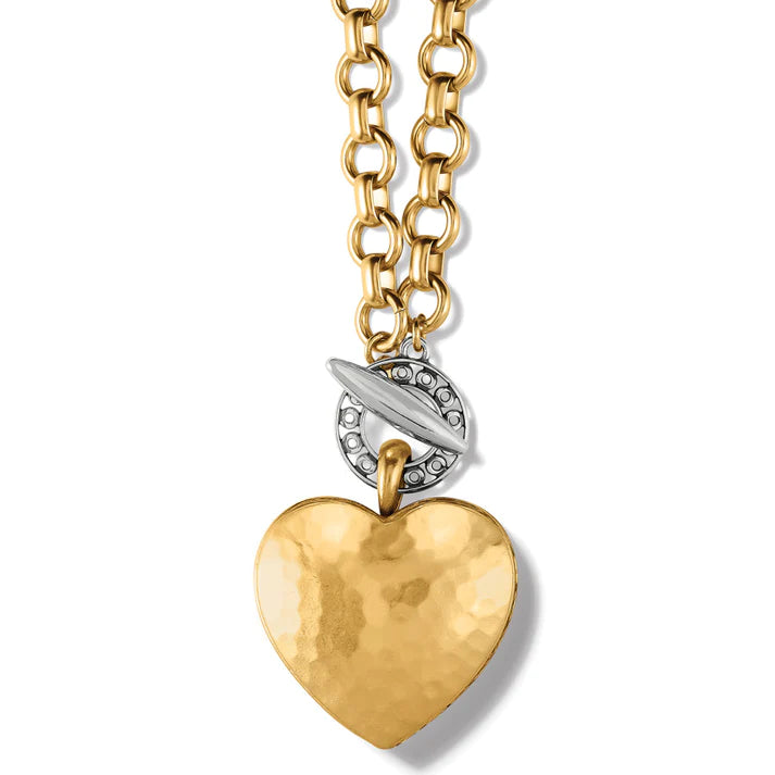 Inner Circle Heart Two Tone Toggle Necklace-Silver-Gold