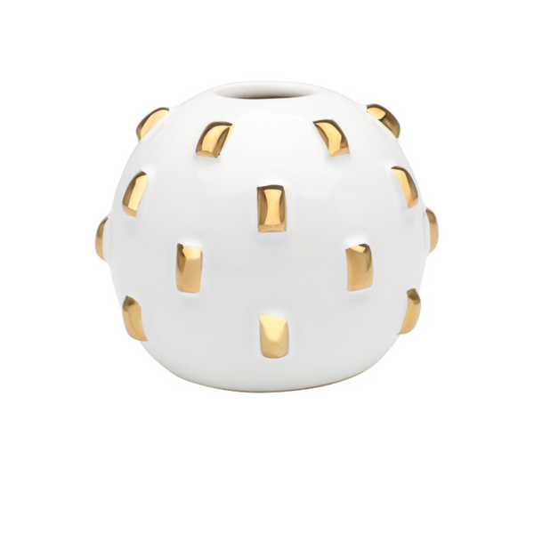 Gold Studded 4d" Ceramic Urchin Vase